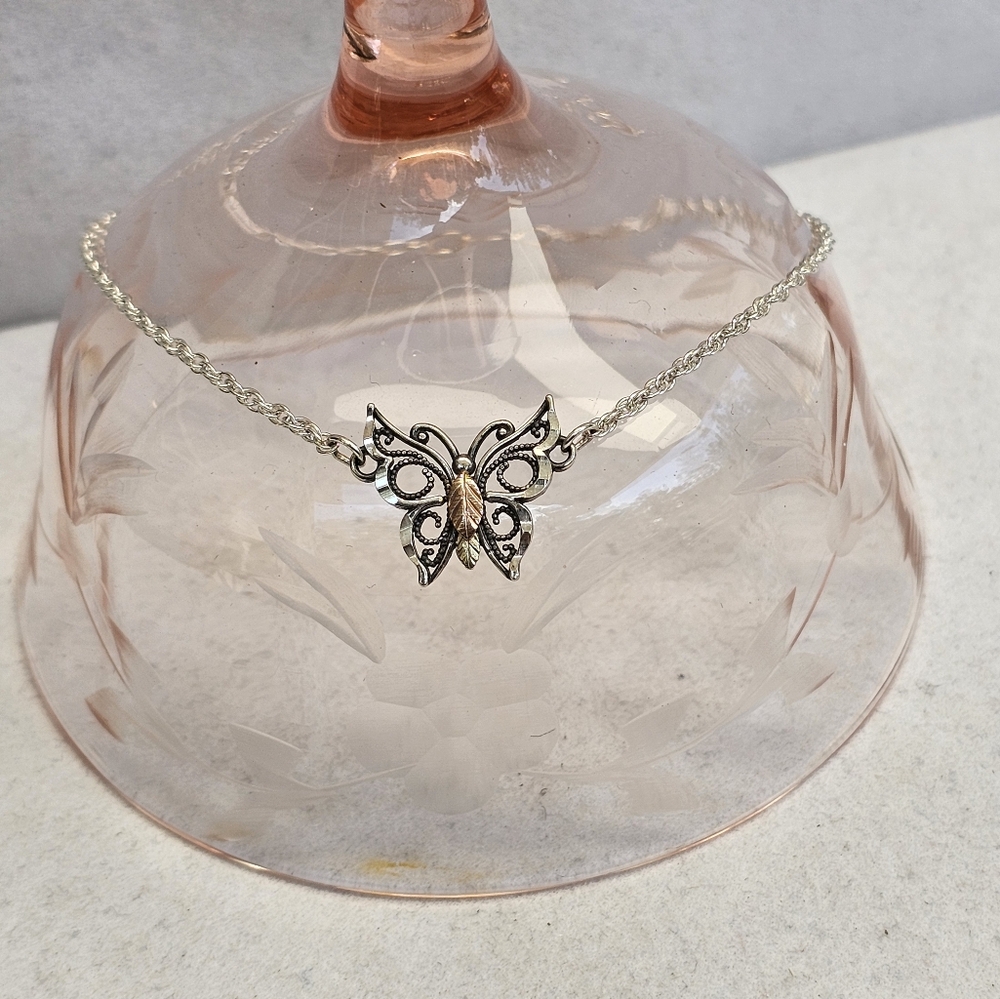 12K Butterfly Anklet Bracelet on 925 Chain - Picture 4 of 15